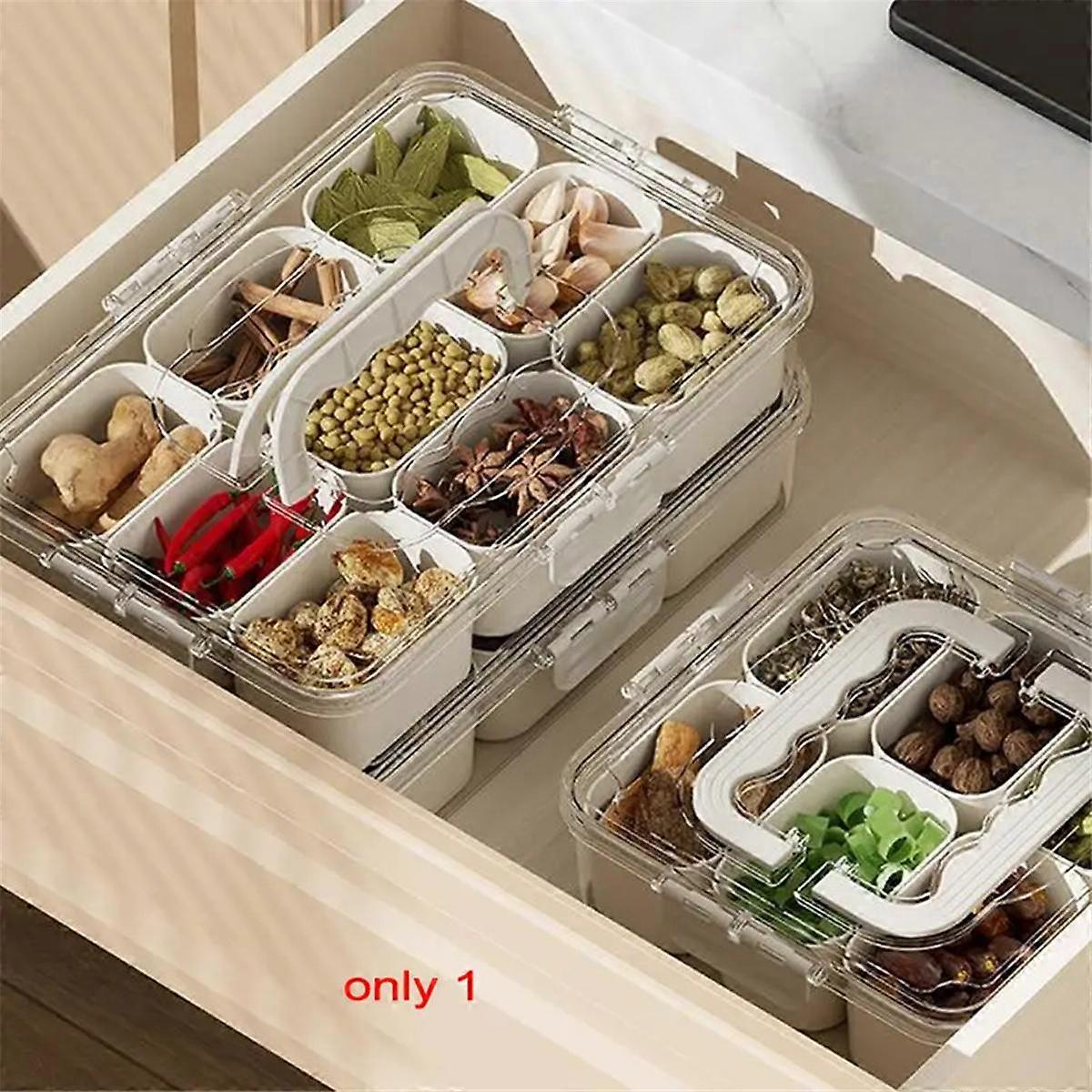 Grids Divided Serving Tray Storage Box Portable Sub-Format Seasoning Separator Box Fresh-Keeping Sn