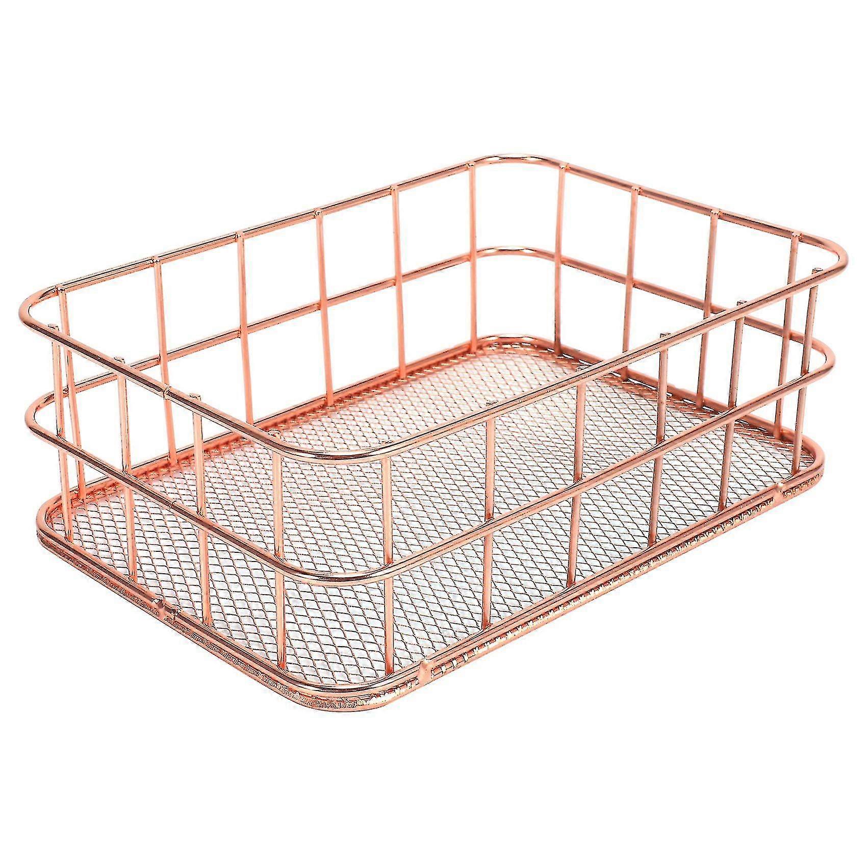 Desktop Metallkorb Box Eisen Gitter Tablett Netz Korb Behälter Korb Gold Frucht