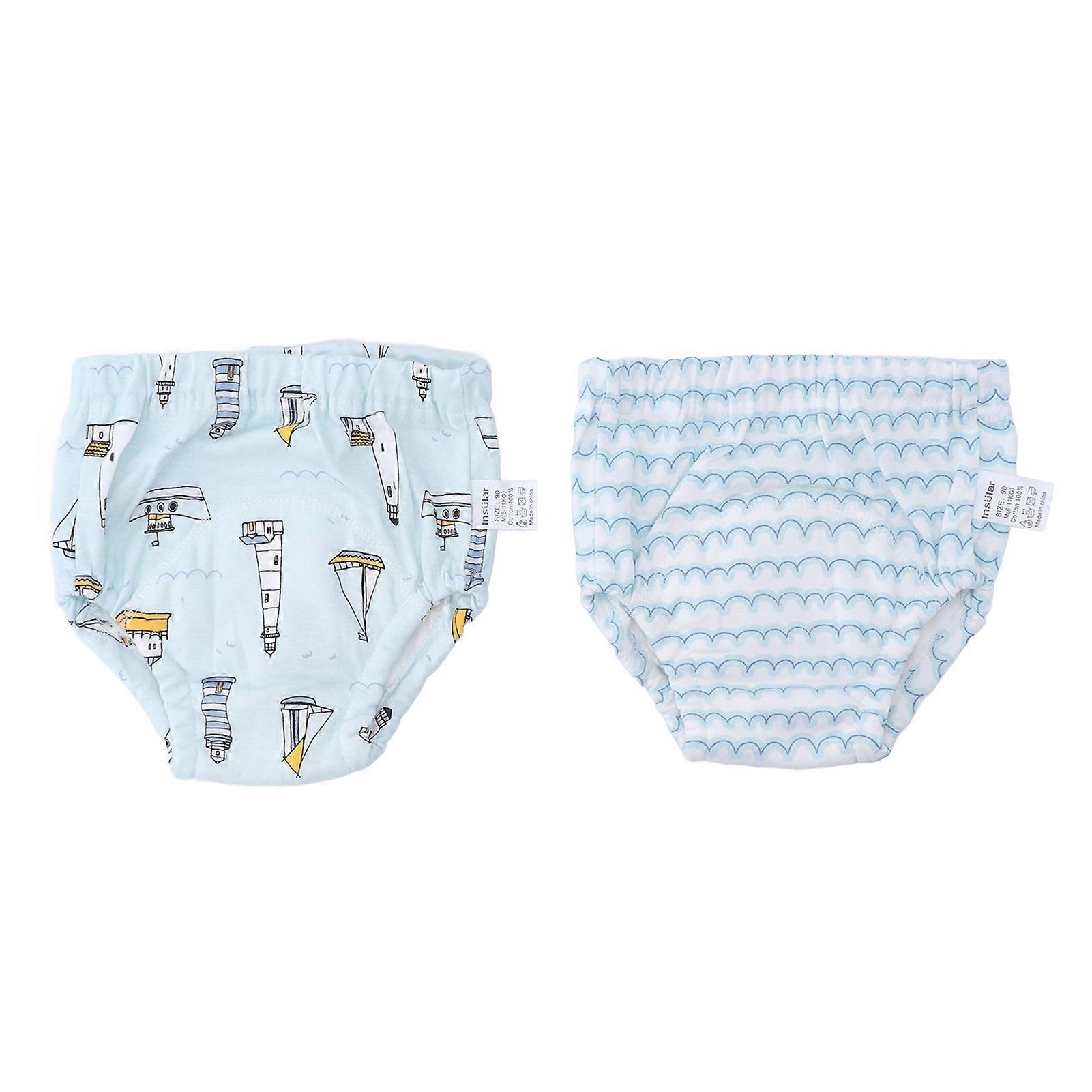 2PCS Toddler Training Pants Pure Cotton Reusable Baby Training Underwear Elastic Waist Learning Pants M Size Ocean Pattern
