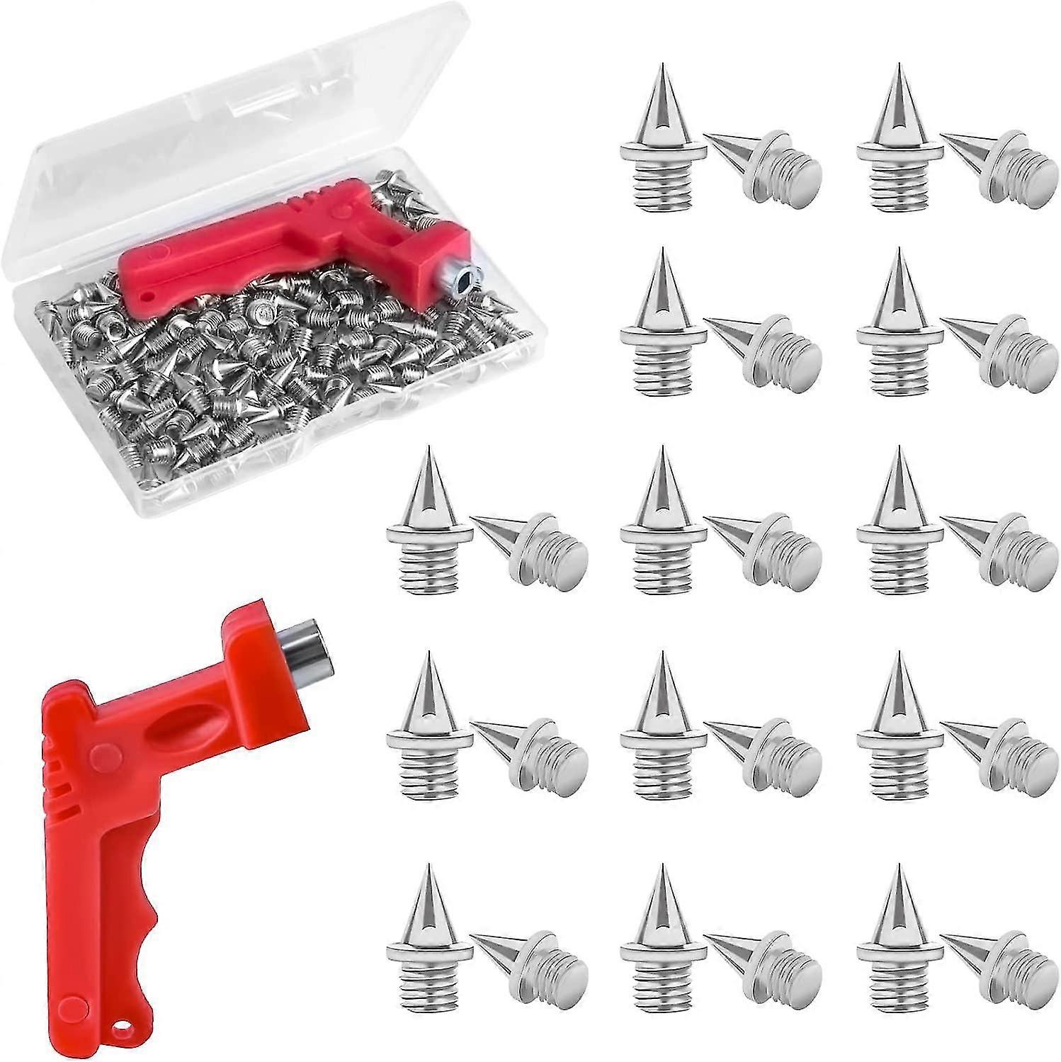 120pcs 1/4 Inch Track Spikes, Steel Pyramid Spikes With Spike Wrench Cross Country Replacement Spikes For Track And Field Sprinting Long Jumps
