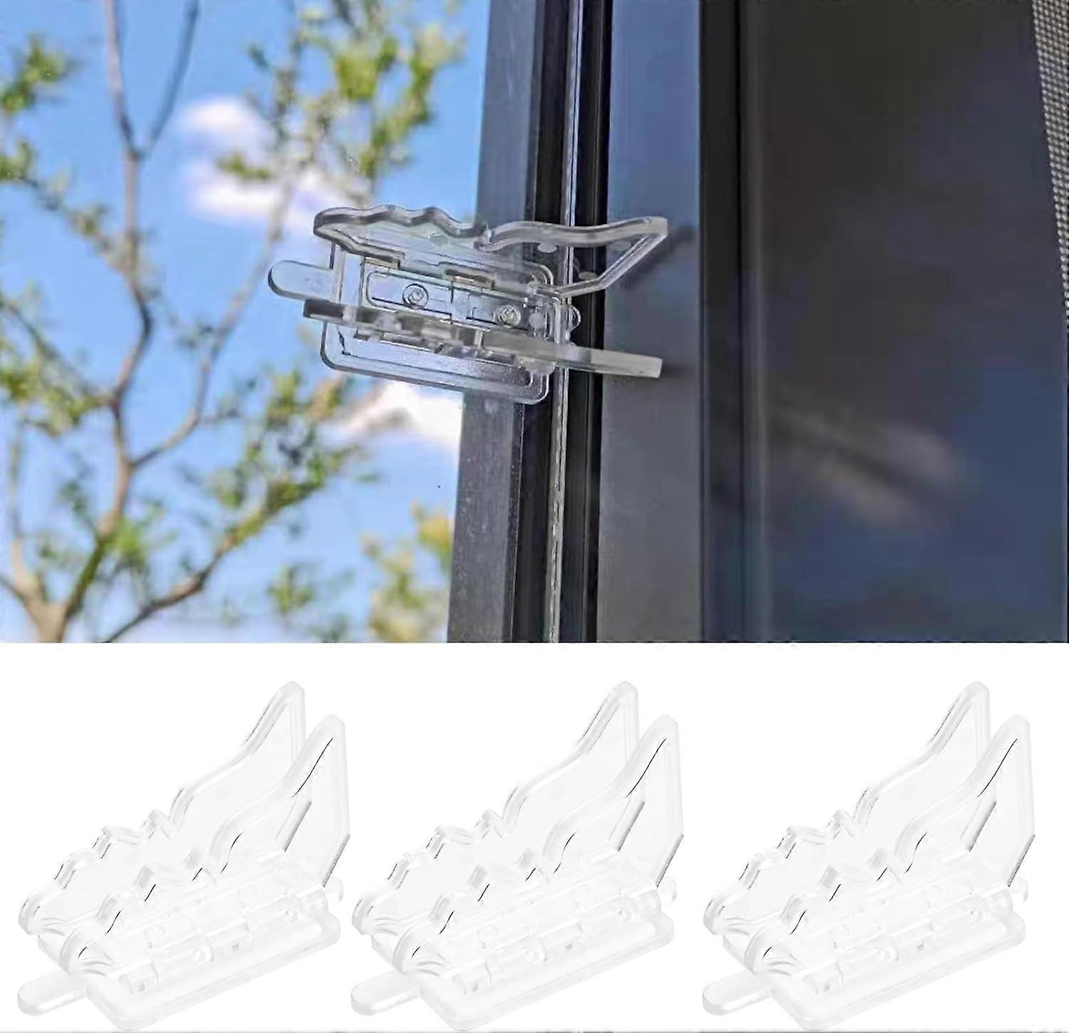 4 Pack Window Child Safety Locks Self Adhesive Sliding Door Child Lock Safety Butterfly Sliding Window Lock for Closet Doors, Cabinet Doors, Sliding D