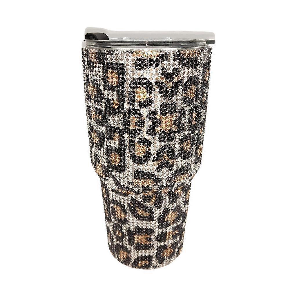 900ml 여행용 다이아몬드 물병 진공 플라스크 텀블러 컵 골든 레오파드