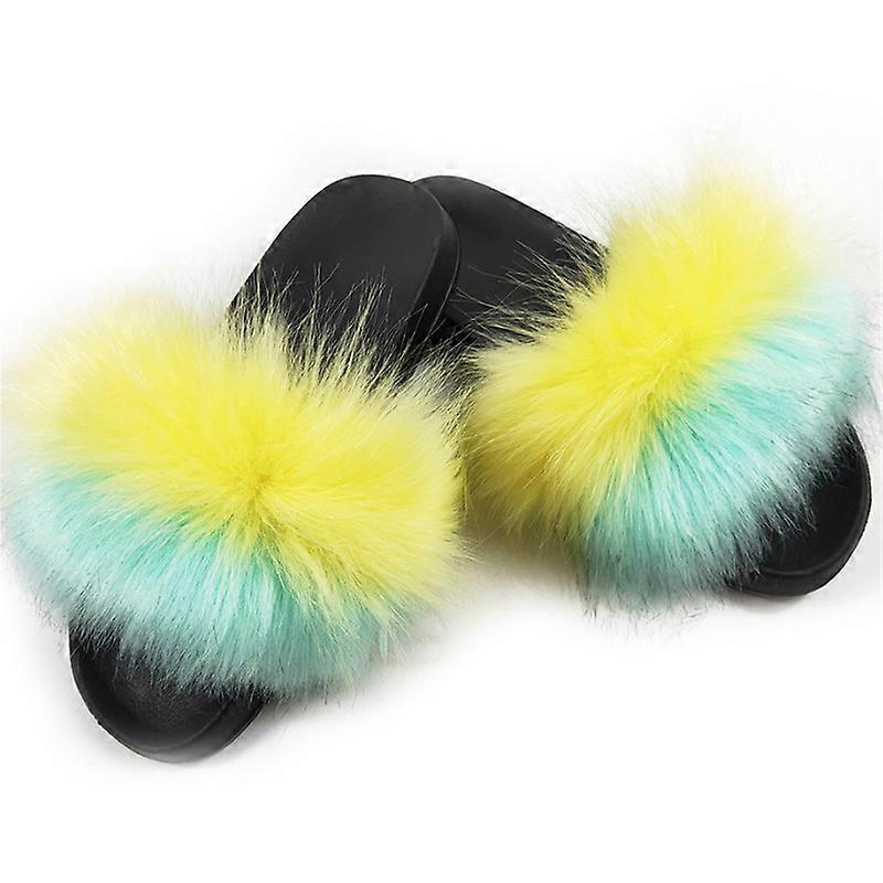EVAGO Fur Slides for Women Fuzzy Slides Sandals House Fuzzy Fluffy Slippers Soft Flat for Indoor Outdoor Feather Slip On