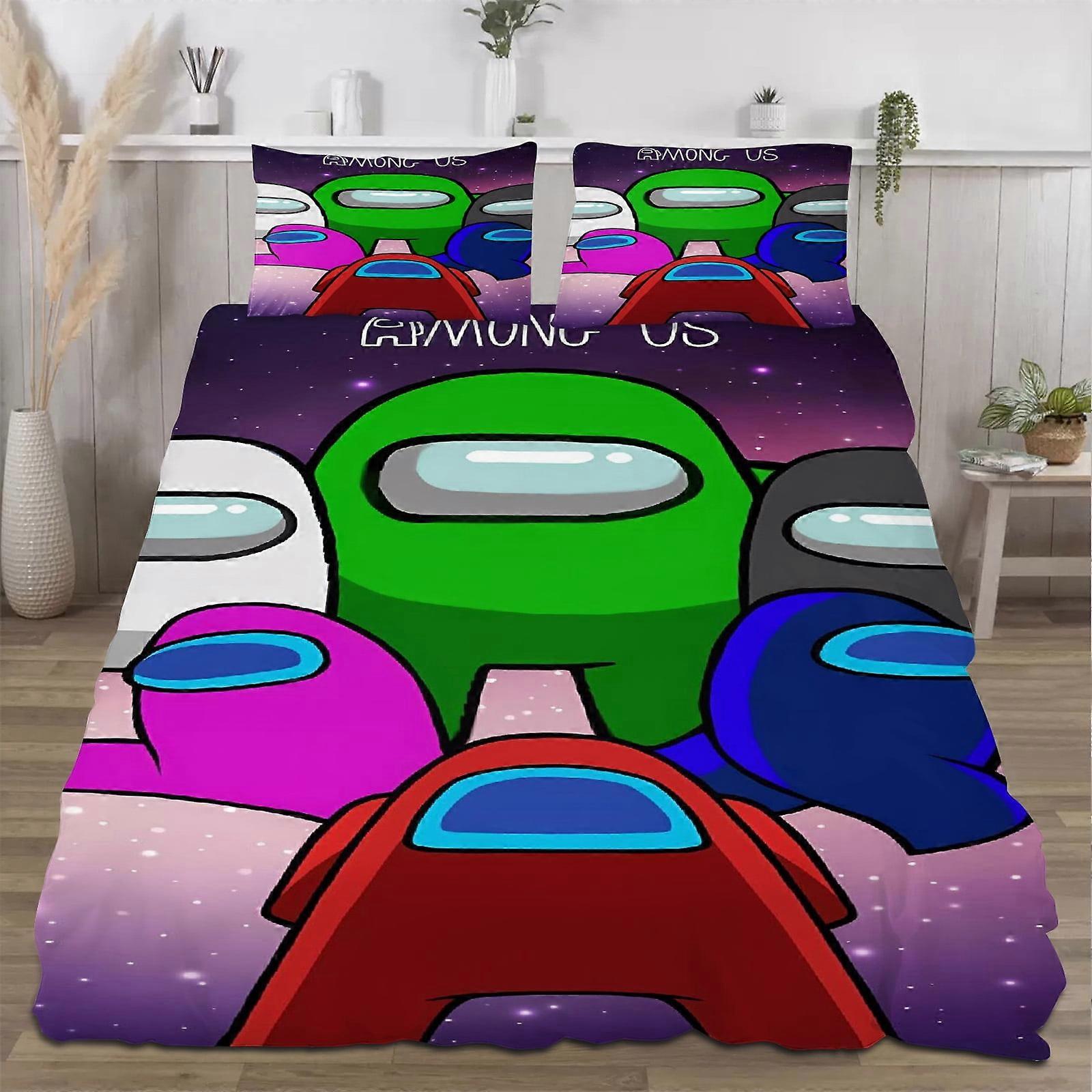 Bedding set XU583 Among Us Bedding Comforter Sets,3 Pieces Set Bedding,Colorful Soft Lightweight Print All Season PW583