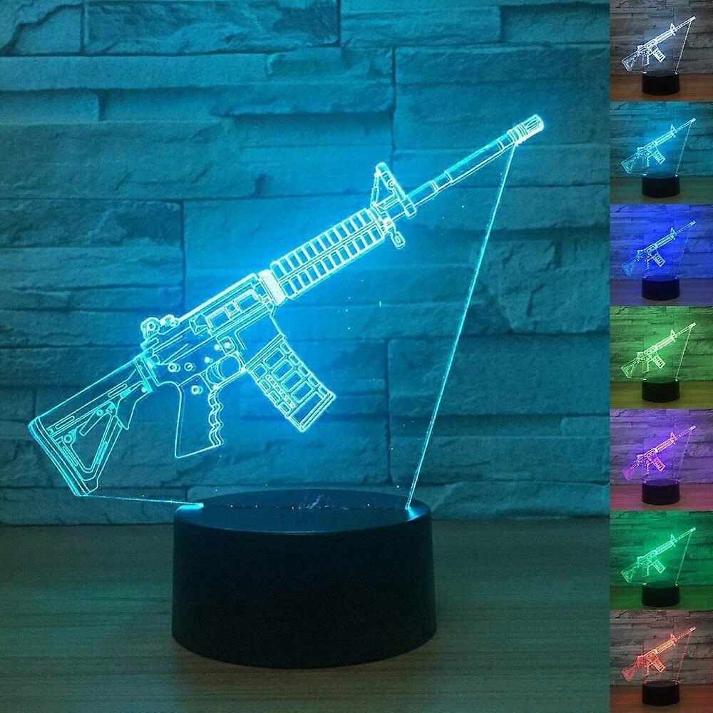 3D Gun Night Light Table Lamp Decor Table Desk Optical Illus