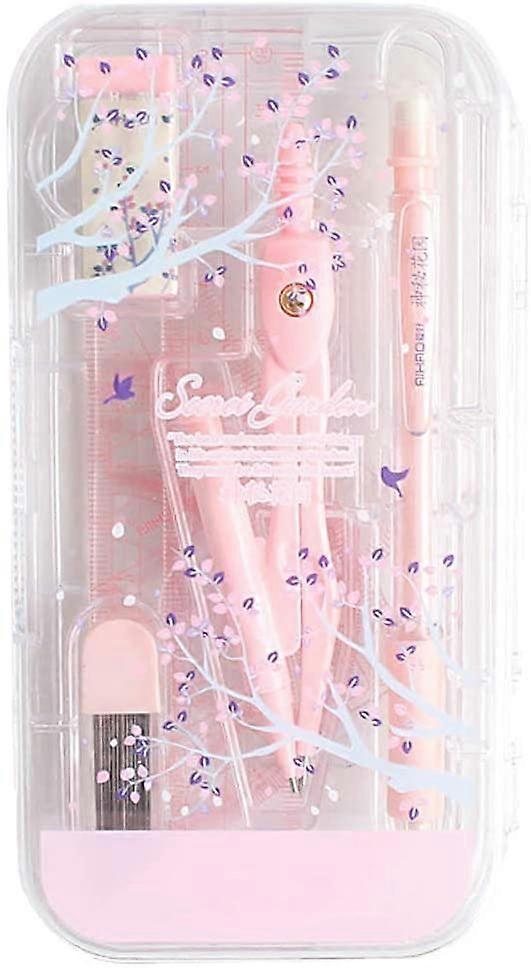 8 Pack Compass Set With Protractor Rulers Pencil For Math Geometry