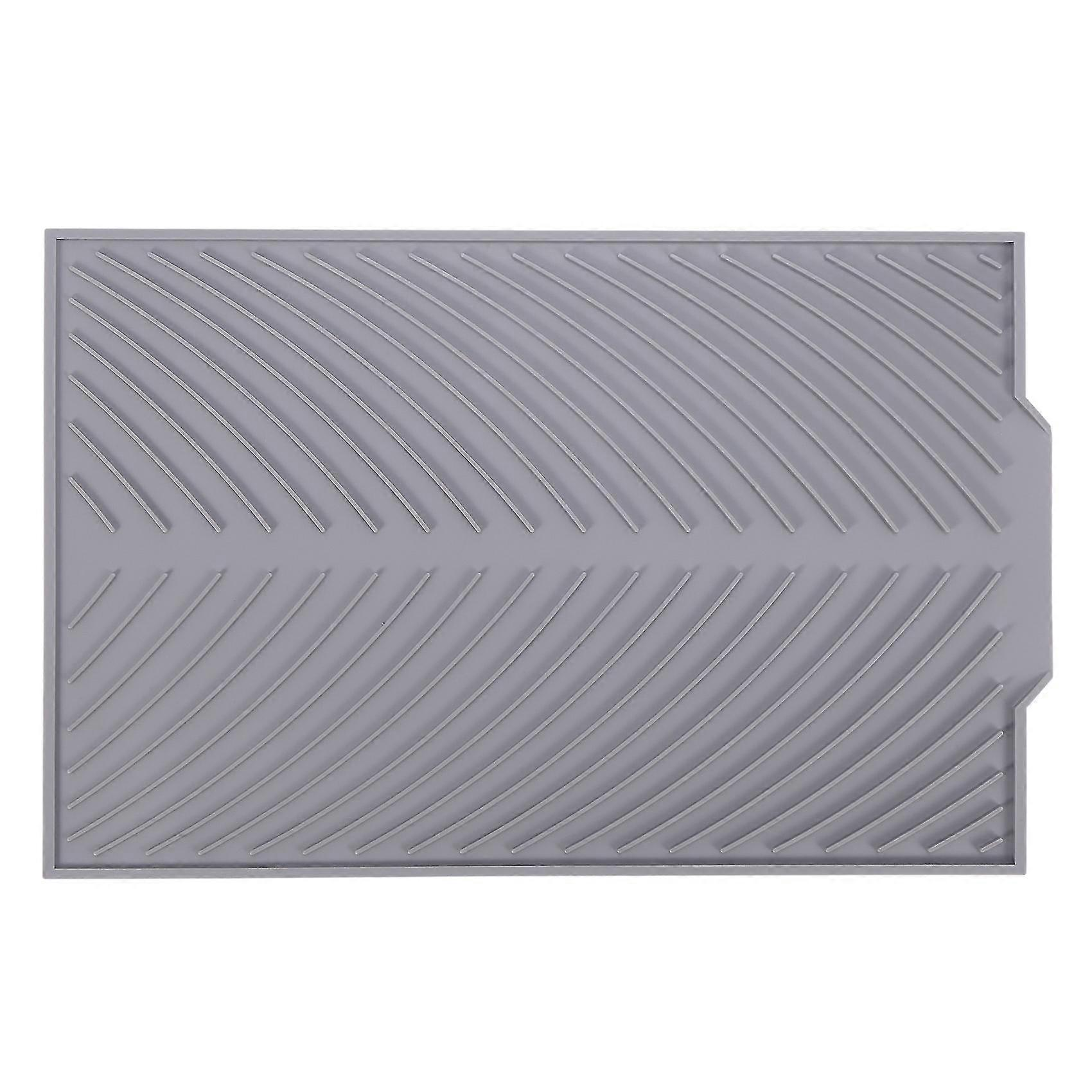 Silicone Dish Drying Mat Flume Folding Draining Mat,rectangle Gray