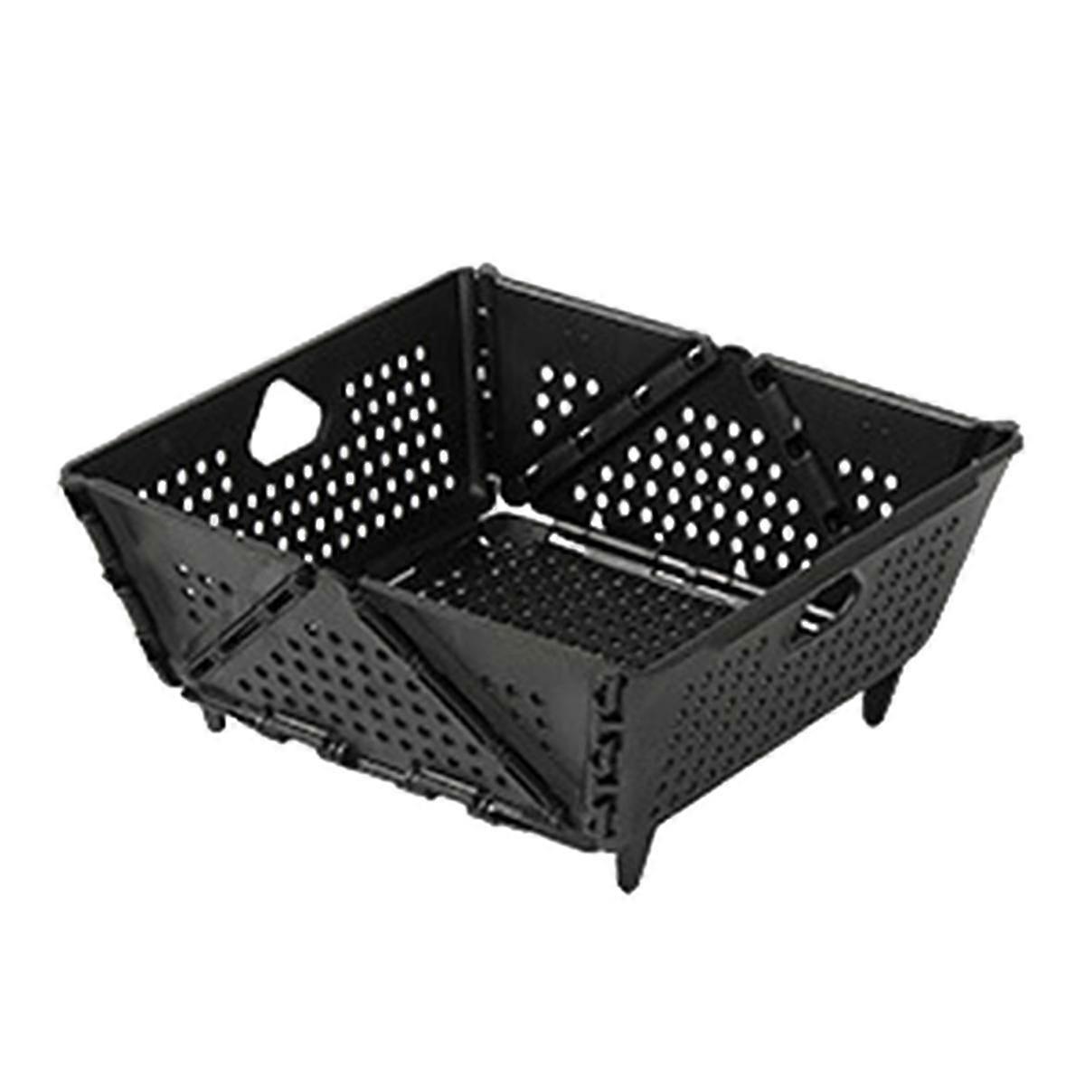 Plastic Collapsible Colander - Foldable Drain Basket with Resting Feet - Kitchen Food Strainer - Space-Saving Black