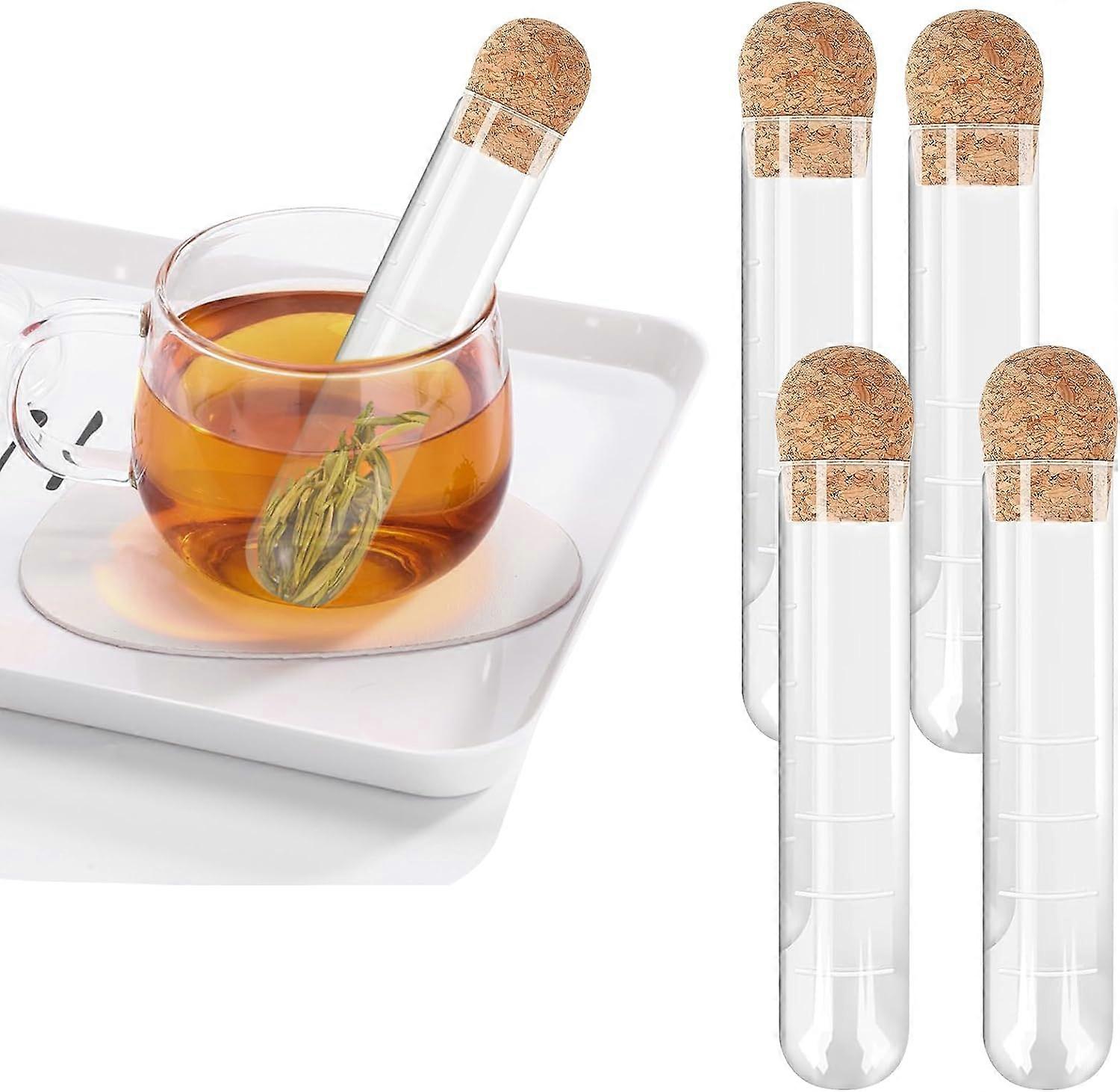 Reagenzglas-Teefilter, Tee-Diffusor, wiederverwendbare Glasdiffusoren mit Kork