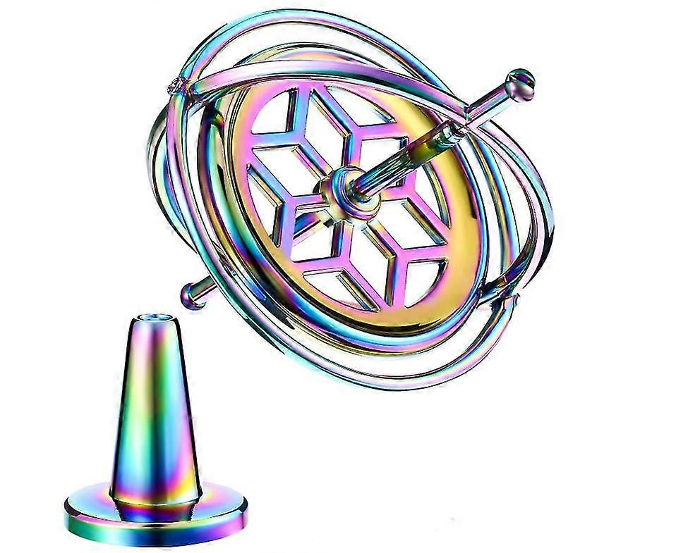 Gyroscope Metal Anti-Gravity Spinning Top Gyroscope Balance Toy Colorful Educational Gift(blue)