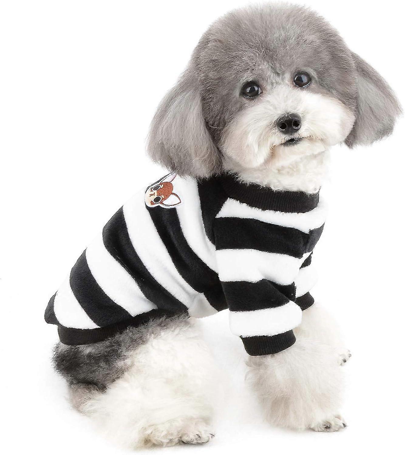 nior SWinter Sweater Fleece Coat for Small Dogs Warm Striped Clothes Puppy Cat Super Soft Velvet Jacket for Cold Weather Chihuahua Sweatshirts for Dog