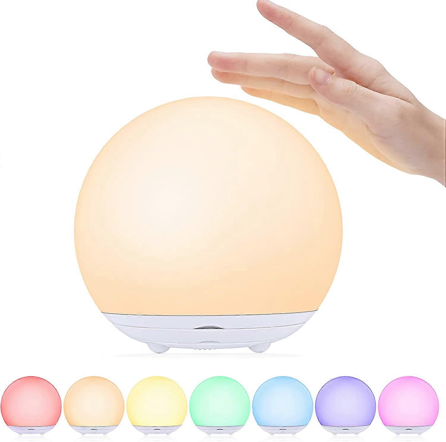 Kids Night Light, USB Rechargeable Bedside Lamp, Baby Night Light with Gradual Dimmable Warm Light & 7 Color Light, Touch & Switch & Timer for Bedroom