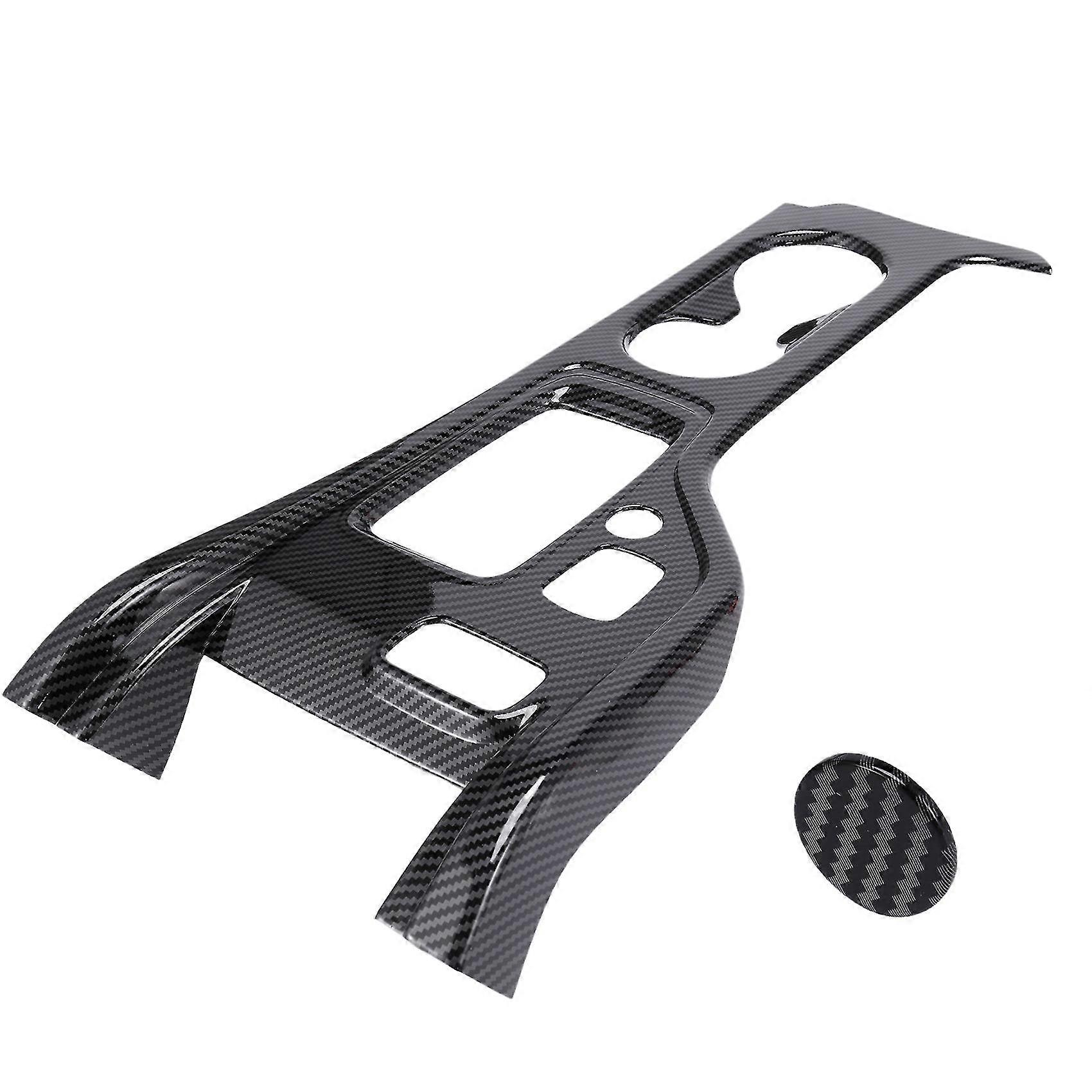 Car Carbon Fiber Center Console Gear Shift Panel Water Cup Holder Cover Trim For 2015-2020