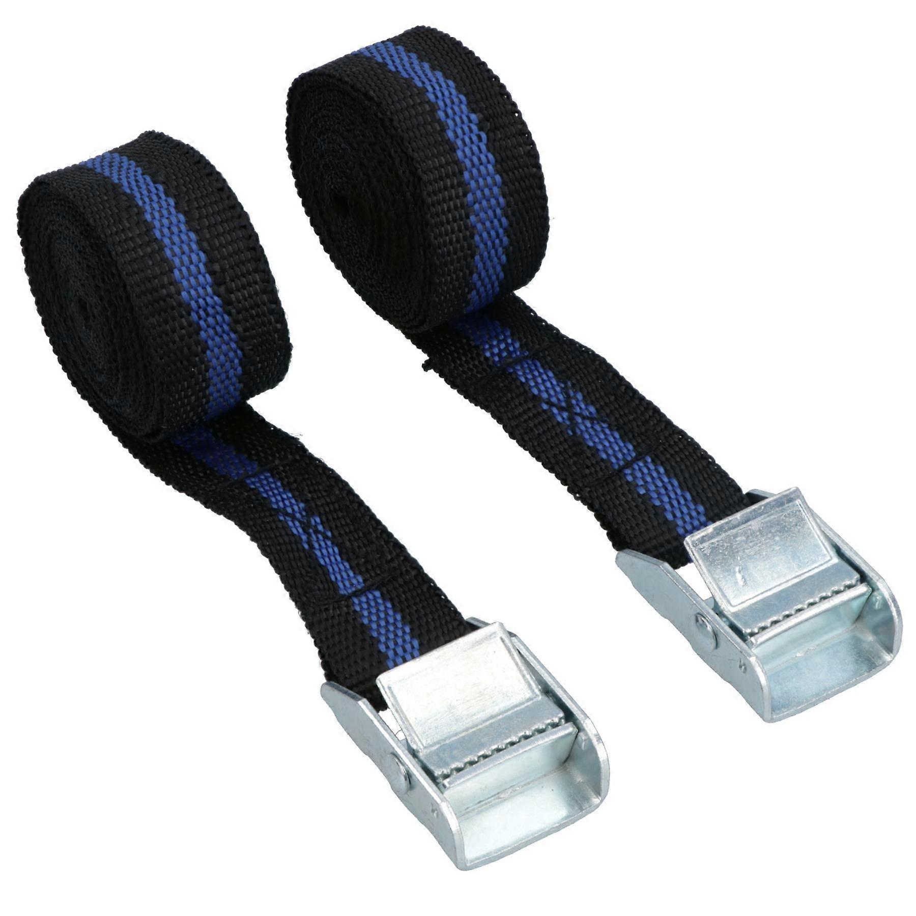 Cam Buckle Tie Down Straps Rope Strap Grip 1" x 2.5 Metres 2 Pack TE302