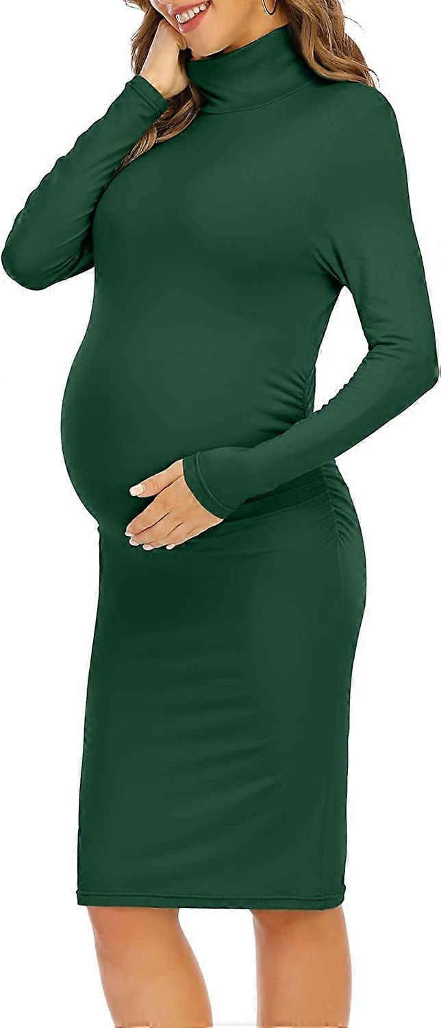 Turtleneck & Long Sleeve Maternity Dress/Side Ruched Maternity Bodycon Dress  S-2XL | Fruugo ES