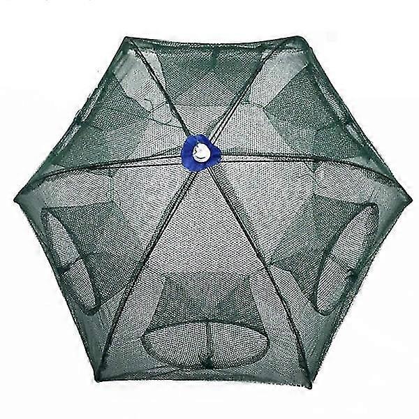 Collapsible fishing net with 6 openings Dark green