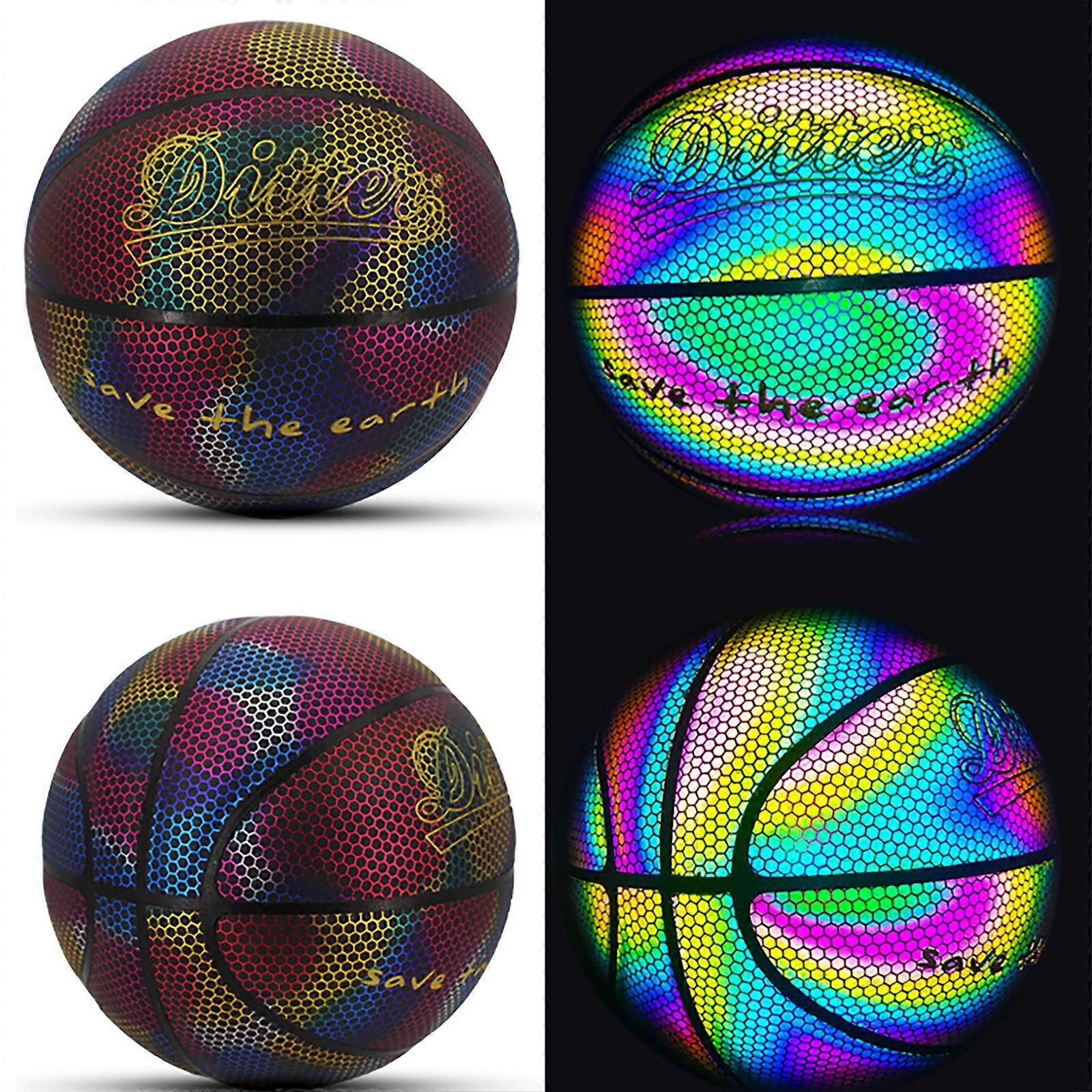 ホログラフィックバスケットボールNo.7スポーツ輝く反射発光バスケットボールギフト、100%新しい
