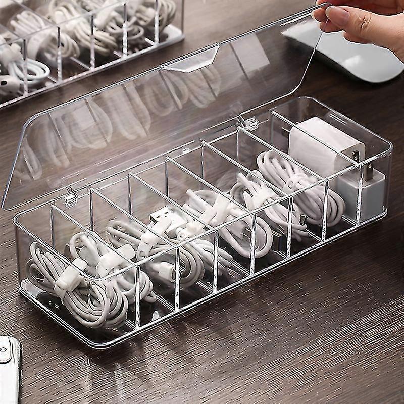 Cable Management Box Multi-grid Data Cable Storage Case Dustproof Wires Keeper Cable Storage Bin Banmo