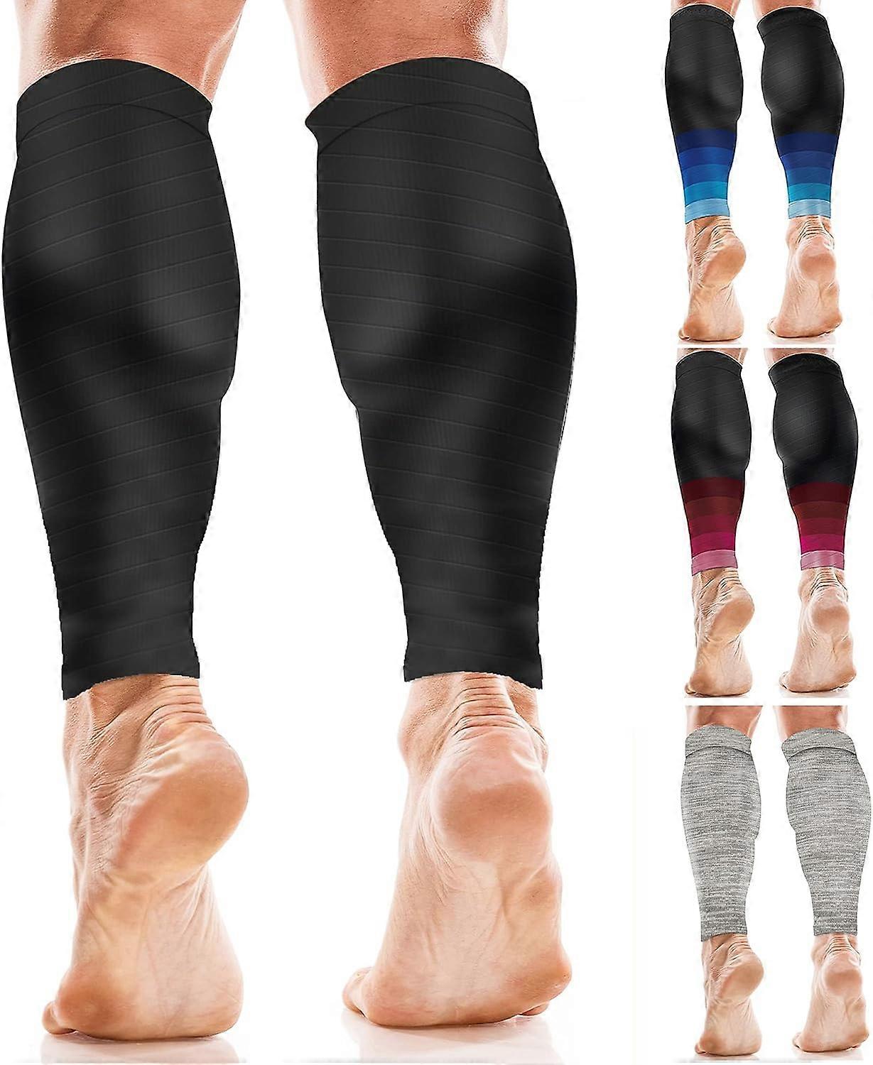 Calf Support Stockings (Pair) for Men and Women - Shin Splints and Calf Support Brace, Compression Socks for Muscle Cramps and Tears (L/XL)