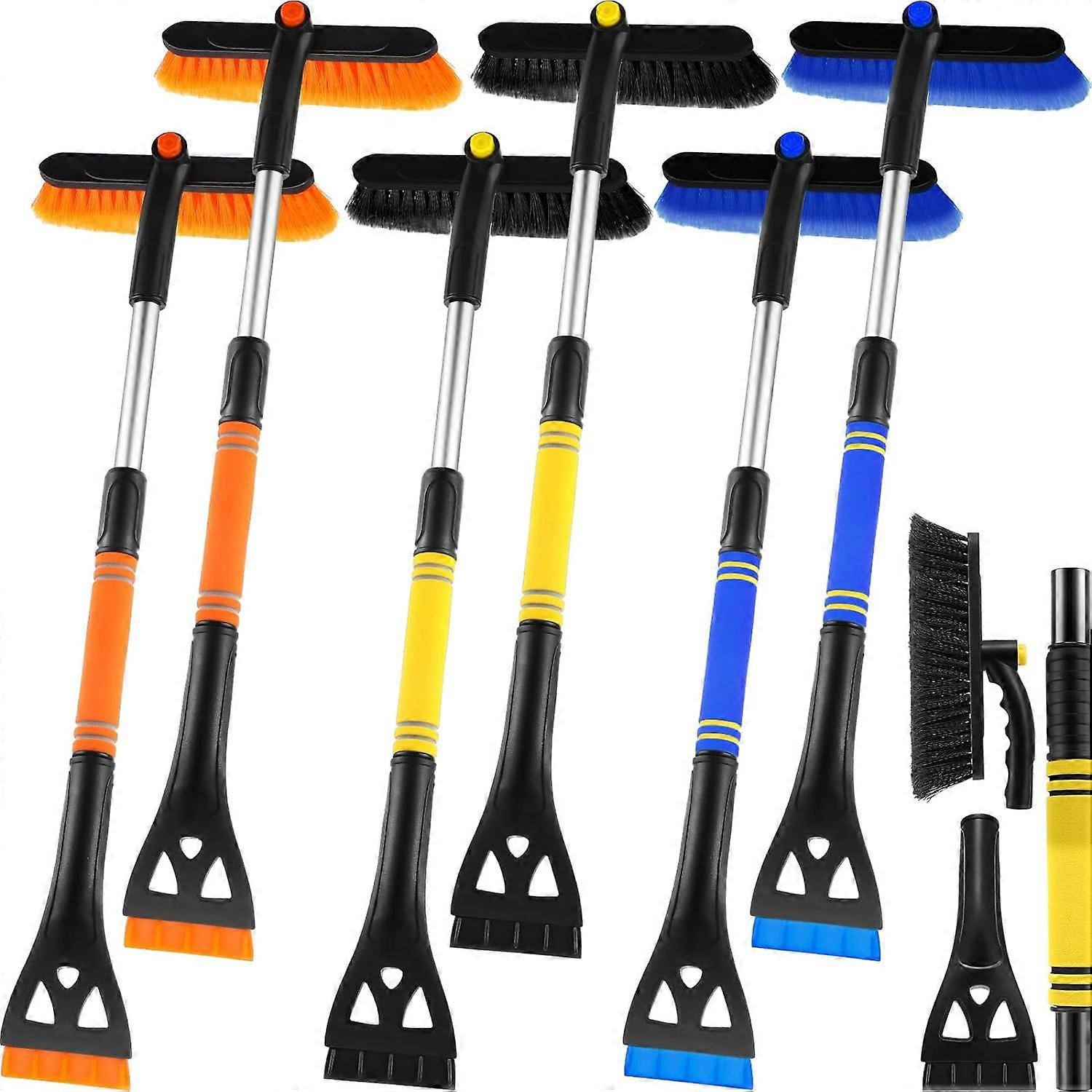 6 Pcs Ice Scrapers for Car Windshield 31'' Snow Brush Car Ice Scraper with Foam Grip 2-in-1 Detachable Snow Scraper for Car SUV
