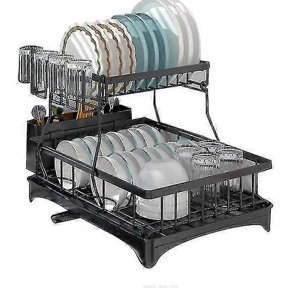 Dish Drying Rack, 2 Tier Large Dish Rack And Drainboard Set
