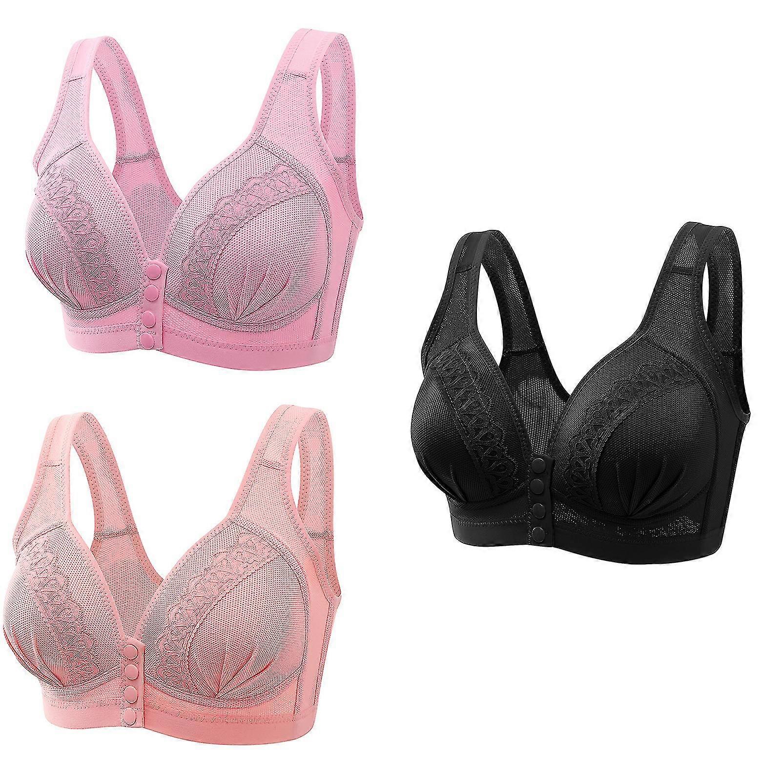 3pcs Tourmaline Shaping & Powerful Lifting Bra Plus Size No Underwire Front Buckle Lace Lifting Bra Tourmaline Shaping Wireless Bra