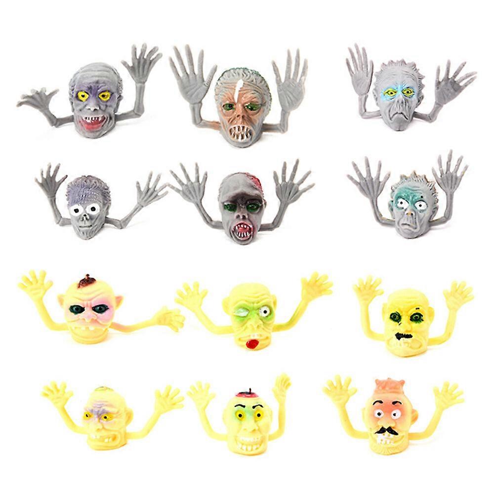 48pcsミニゴーストヘッドフィンガーパペット玩具プラスチックゴーストヘッドフィンガーリングおもちゃ漫画フィンガーカバー小道具子供遊び用(ミックスカラー)