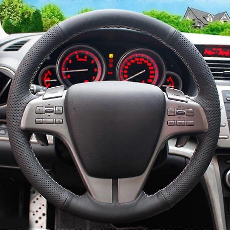 DIY Handsydd rattkåpa Svart konstläder rattkåpa för Mazda 6 2009