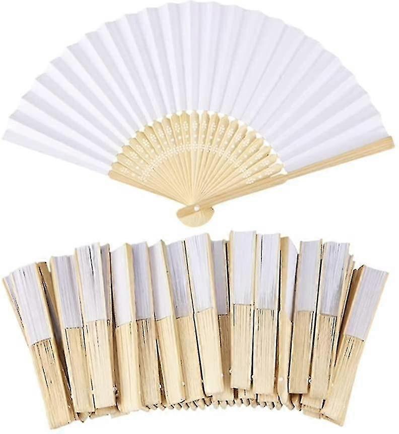 10 Pack Handmade Paper Folding Fans Bamboo Hand Held Fan For Gift Party Favors Tw