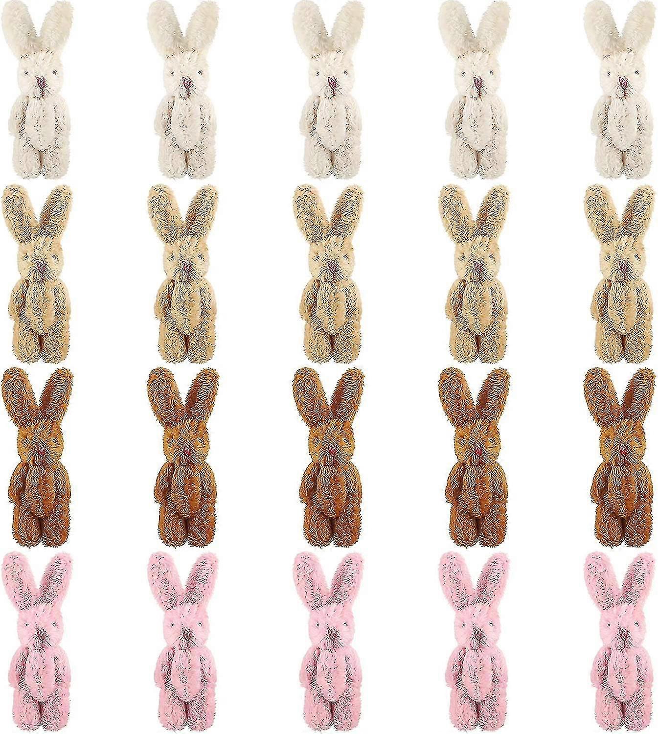 20 Peças Mini Plush Rabbit Tiny Joint Rabbit 2,4 polegadas Brinquedos de animais de pelúcia Tw