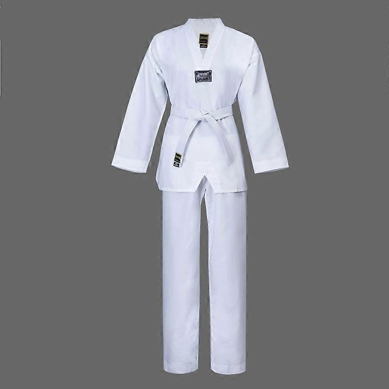 Kinder Erwachsene ITF Taekwondo Dobok Kinder Uniform Weiß V-Ausschnitt Anzug & Gürtel