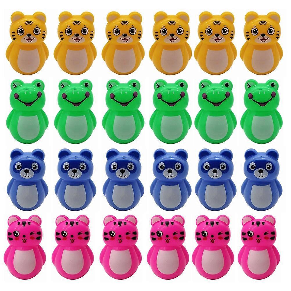 24pcs Mini tumblers Animal Statue Sculpture Decors Tumbler Table Ornaments(Mixed Style)