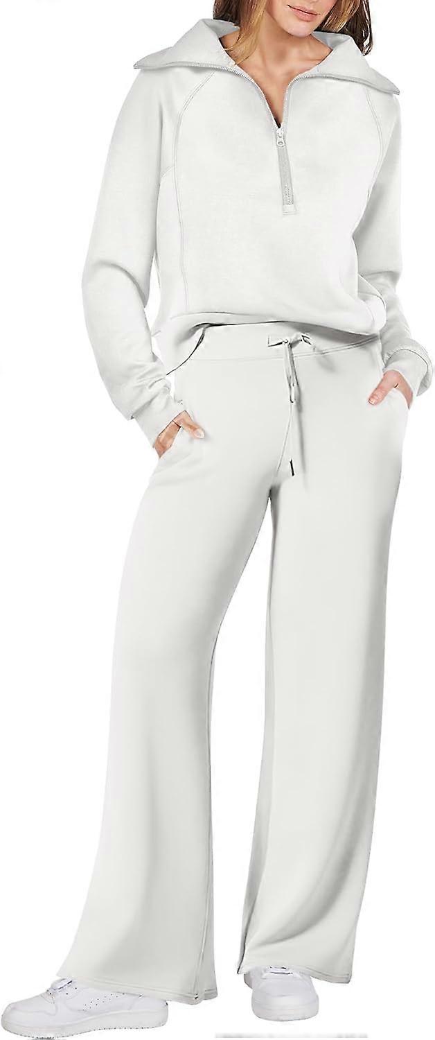 Kadınlar için 2 Parça Oversized Yarım Fermuarlı Eşofman Takımı - Moda Konfor için Sonbahar Lounge Eşofman