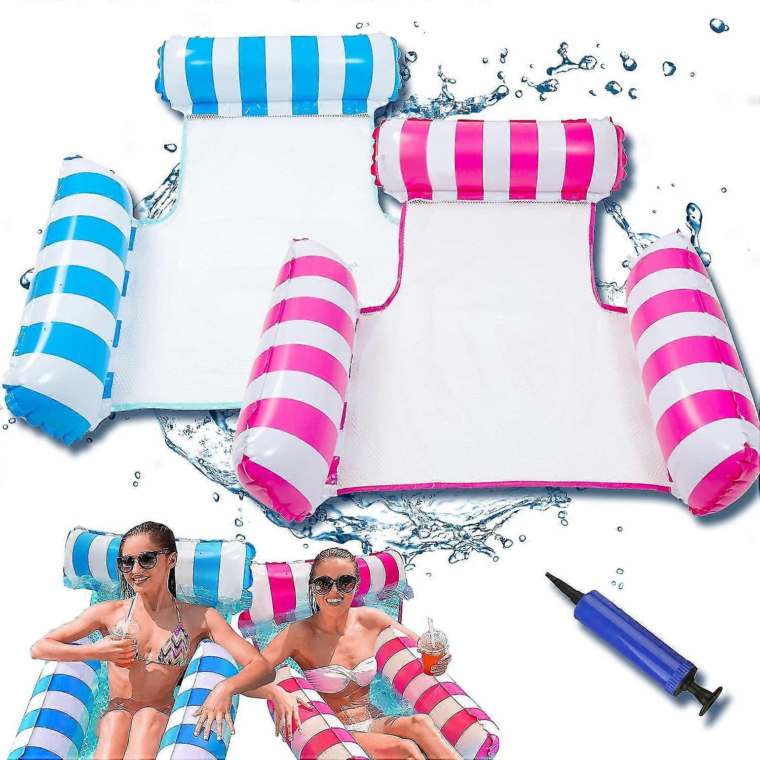 Floating Pool Hammock, 2 X 4 In 1 Pool Buoys, Floating Inflatable Hammock, Portable Beach Water Hammock For Beaches, Parties, Holidays