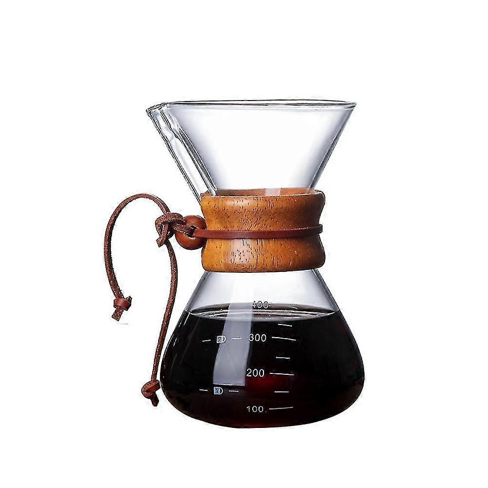 400 مل وعاء قهوة زجاجي كلاسيكي مقبض خشبي مقاوم للحرارة يصب على صانع القهوة دليل Coffeemak