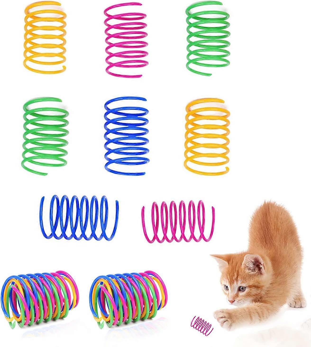 New product,16 Pcs Spring Cat Toys, Spiral Springs Plastic Colorful Interactive Cat Toys Chew Toys for Cats