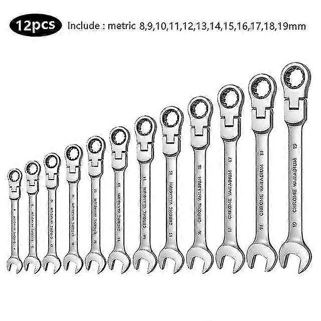 Naiwang Flex Head Ratcheting Wrench Set,combination Ended Spanner Kits, Chrome Vanadium Steel Hand Tools Socket Key Ratchet Wrench Set