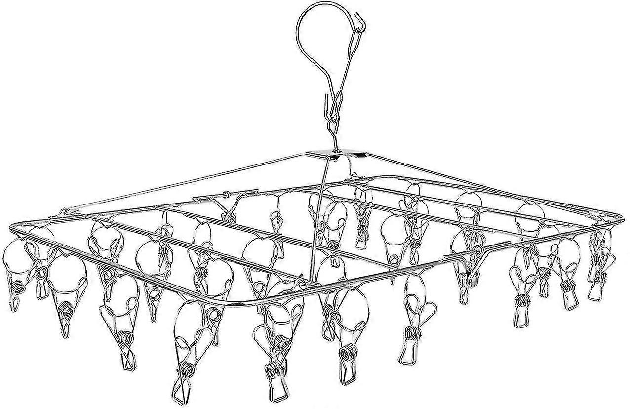 Clothes Drying Rack With 52 Clips, Stainless Steel Folding Laundry Drying Rack