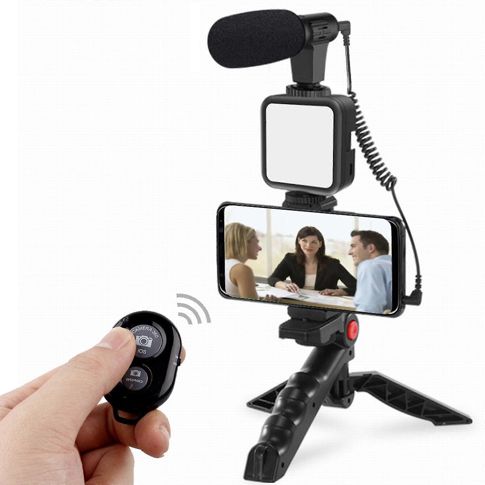 Laiseng Smartphone vlogging Set Video Kit with Tripod Microphone Led Light Phone Holder