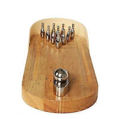 Wooden Table Board Metal Texture Mini Bowling Table Game