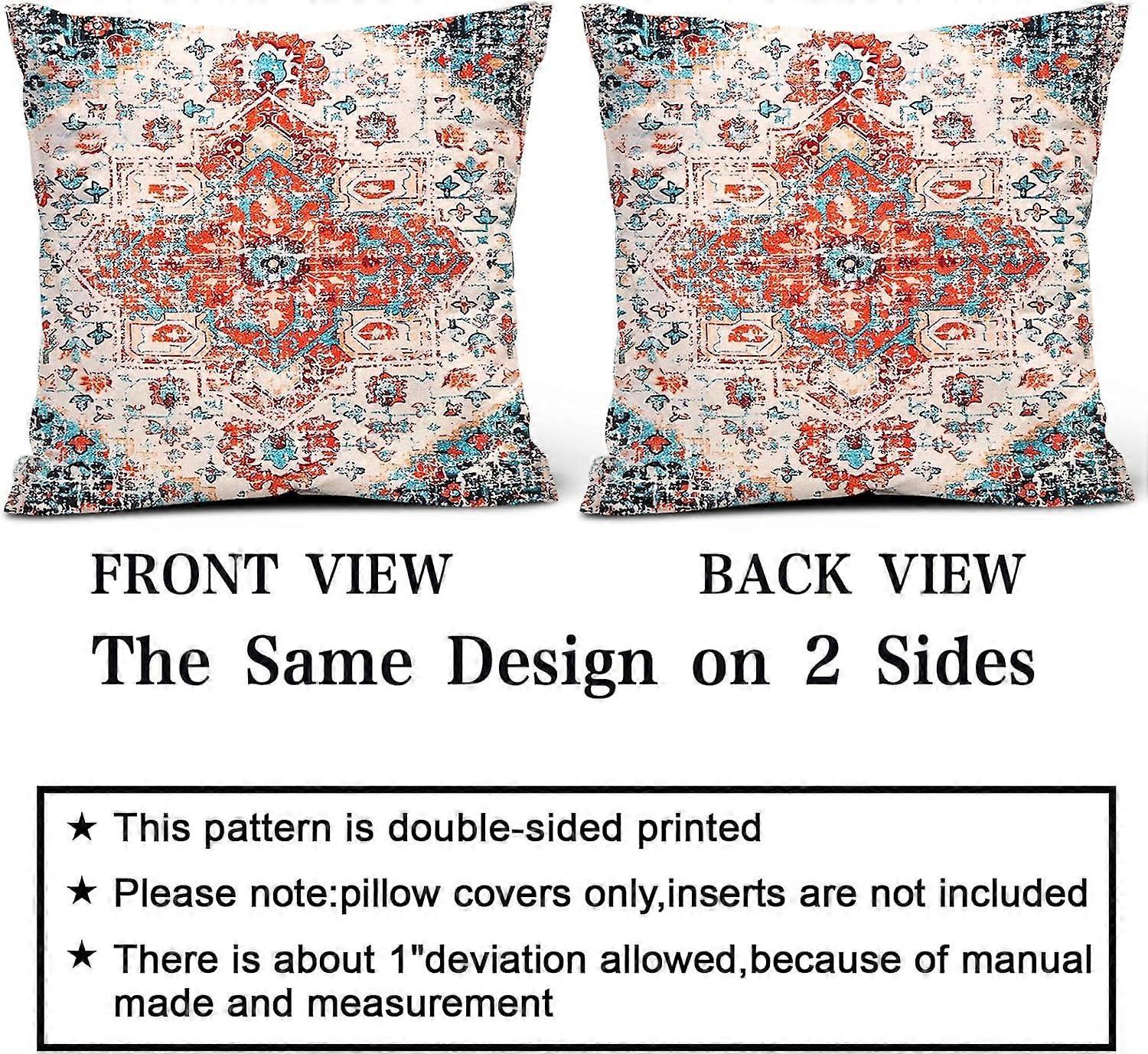 Boho Throw Pillow Covers 18x18 inch Set of 2 Monaco Rug Persian Carpet Double Sided Pattern Cotton Soft Pillow Case Cushion Cover Pillowcase for Couch