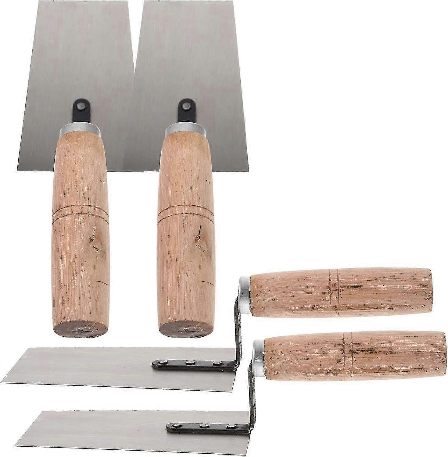 4 件平抹子木柄不锈钢水池用于混凝土饰面瓷砖抹子手动工具