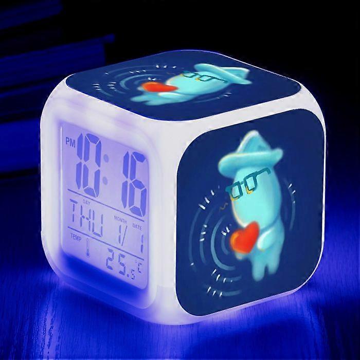 Anime Mind Adventure Colorful Alarm Clock LED Square Clock Digital Alarm Clock with Time, Temperature, Alarm, Date