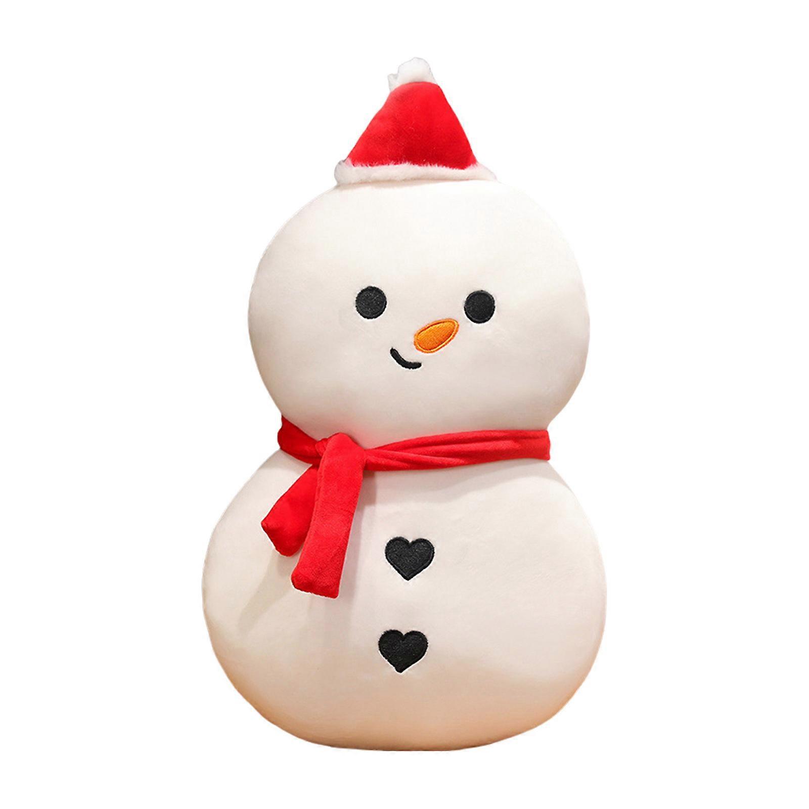 Cotton Cushion Christmas Soft Plushie Through Pillow for Home Decoration Sofa Cushion Santa Snowman Pattern 1PC White