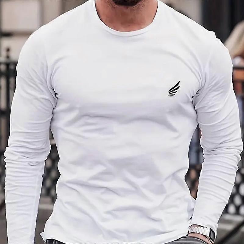 Mini Wings Print Herren T-Shirts Langarm T-Shirts Rundhalsausschnitt Casual Pullover Herrenbekleidung Plus Size