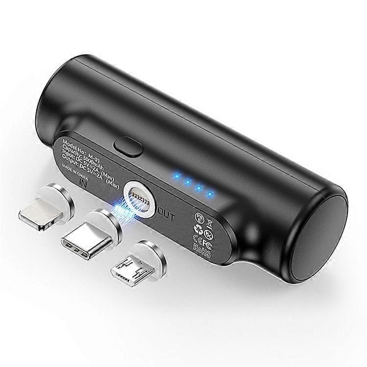 M-01 3000mAh Power Bank Fast Charging Portable Phone Charger Mini Emergency Travel Charger with 3 Magnetic Adapters
