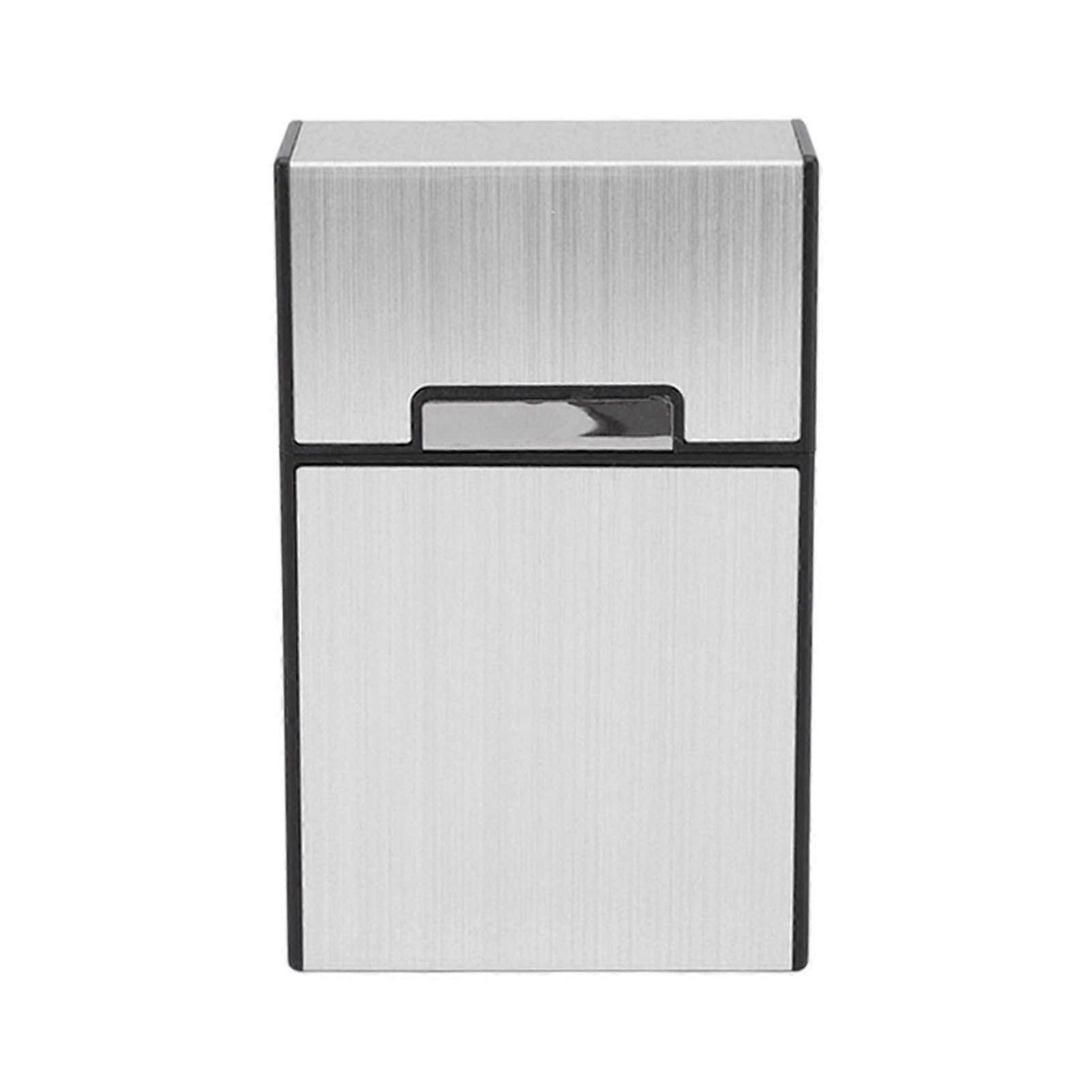 Cigarette Case Waterproof Portable Cigarette Holder Box with Magnet Switch Flip Closure for Businessman Silver