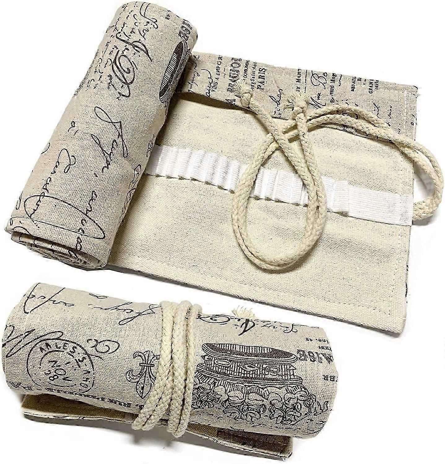 Canvas Pencil Bag, 48 Holes Pencil Pouch, Colored Pencil Case Multi Purpose Bag (Pencils Not Include