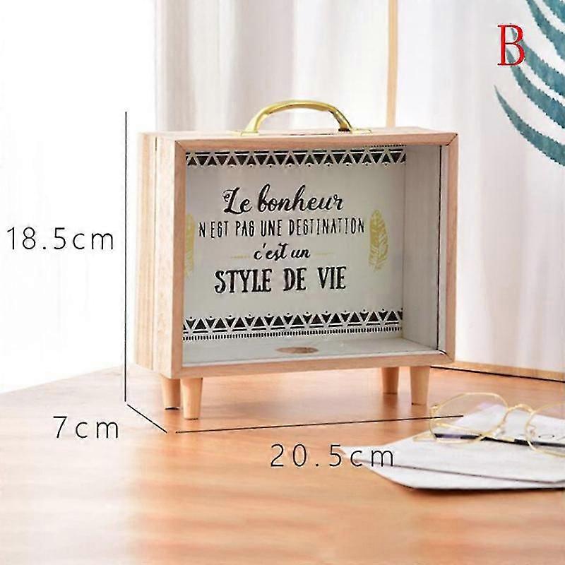 Baicccf Wooden Money Bank Money Boxes Piggy Banks Home Decor Gift Kids Money Boxes B