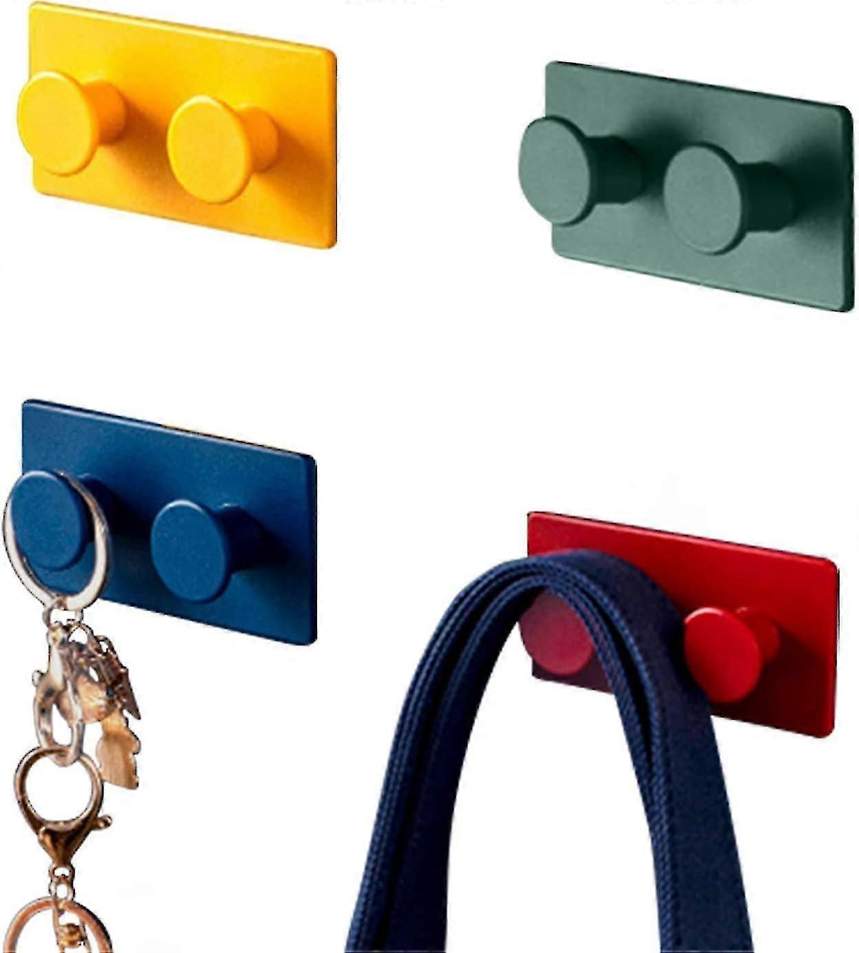 4pcs,adhesive Wall Hooks,splicing Multicolored Hooks Wall Hanger Hook Key Hooks Wall Mounted Hooks